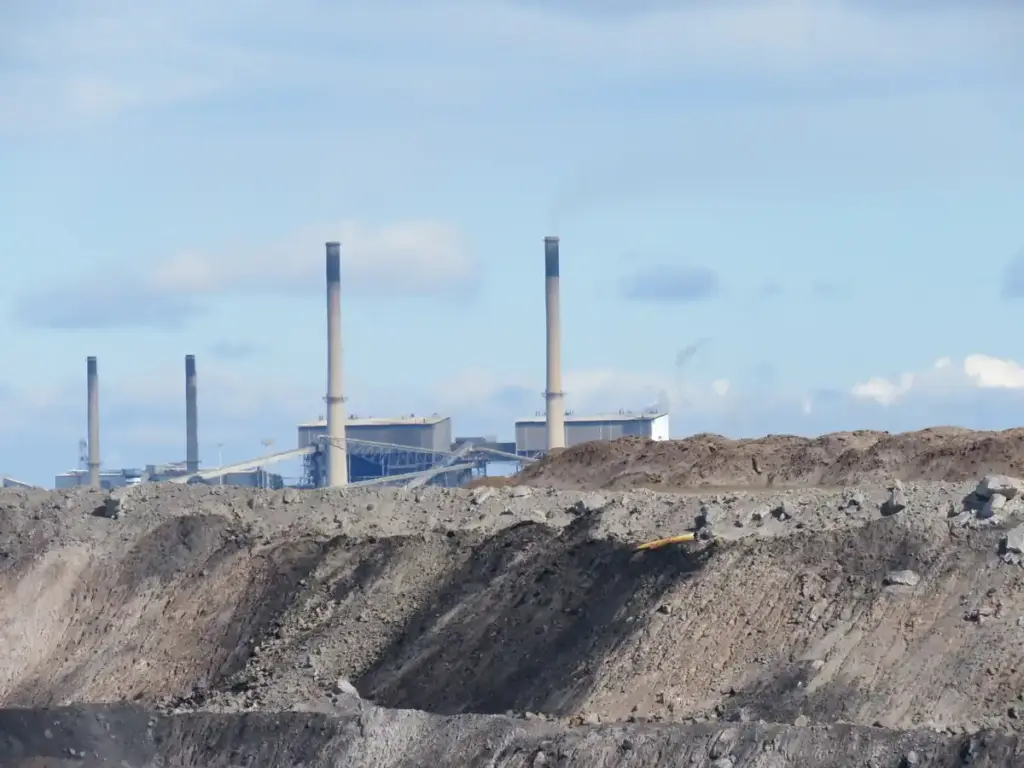 Aerial view of a coal mine operation in Australia.