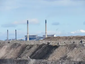 Aerial view of a coal mine operation in Australia.