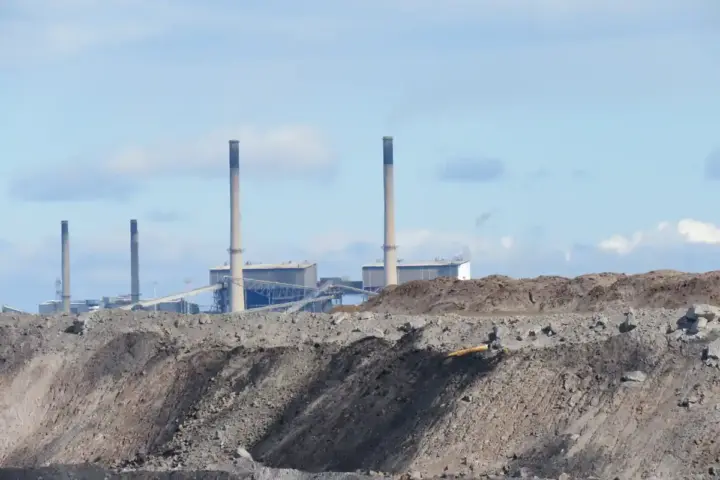 Aerial view of a coal mine operation in Australia.
