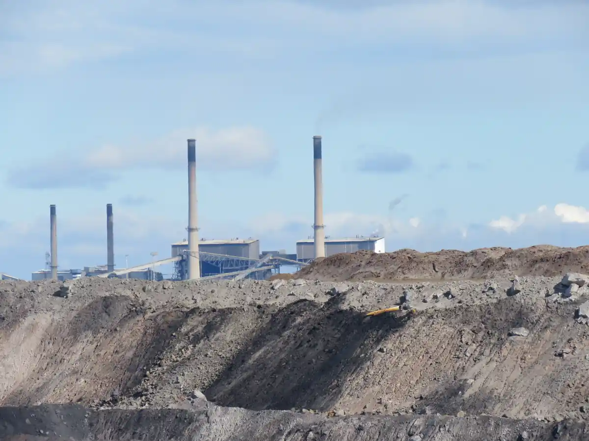 Aerial view of a coal mine operation in Australia.