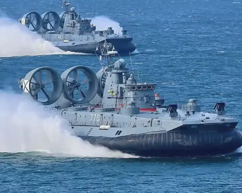 Russian military landing on the coast of Kaliningrad Oblast as part of Baltic Fleet exercises