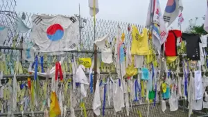 South Korean soldiers patrol near the Korean Demilitarized Zone border