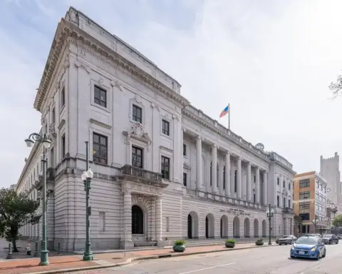 Exterior view of the John Minor Wisdom U.S. Court of Appeals Building in New Orleans.