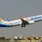 Flydubai Boeing 737-800 aircraft with registration A6-FDN in flight, representing the aircraft type involved in FZ1073 co-pilot knife attack incident