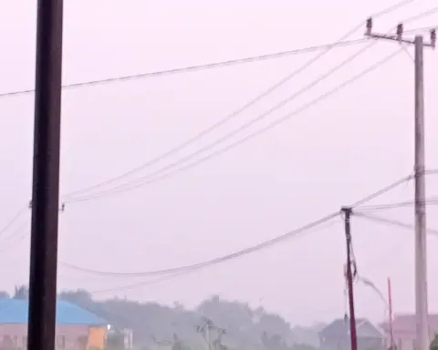 Forest-fire haze over Berau, Indonesia