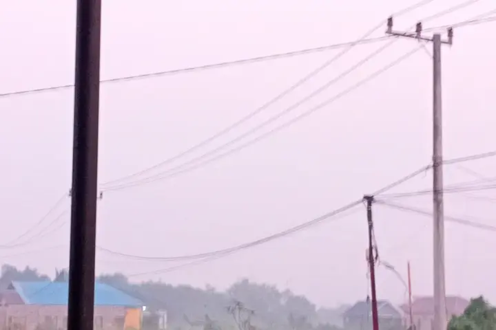 Forest-fire haze over Berau, Indonesia