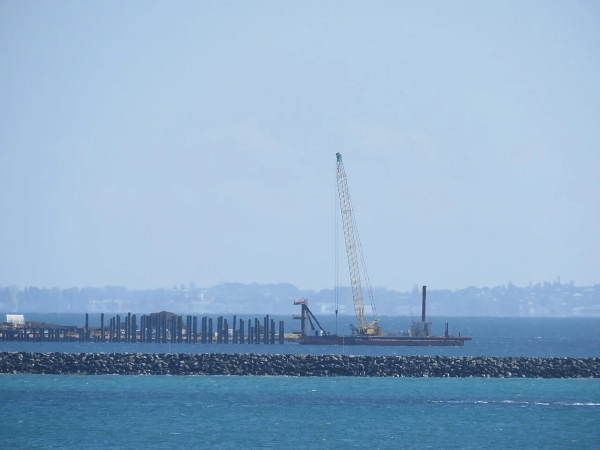 Construction work at HMAS Stirling on Garden Island in Western Australia.