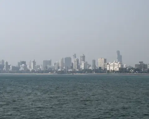 Mumbai skyline during weather alerts