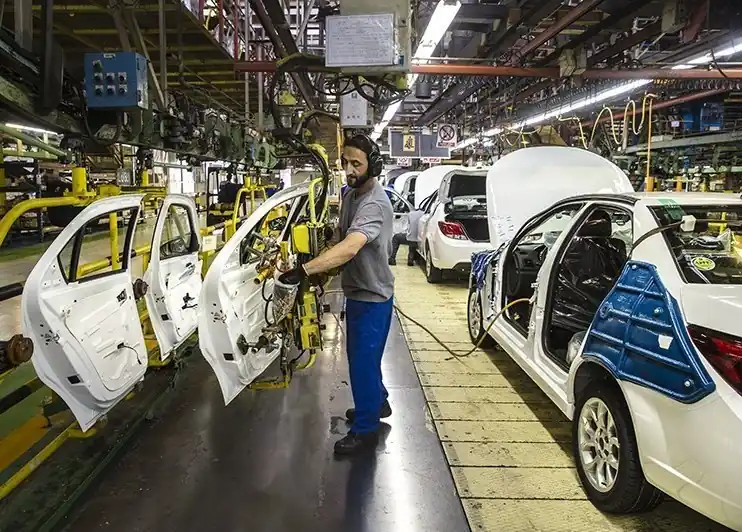 Iran Khodro (IKCO) automobile manufacturing facility in 2018, representing Iran's domestic car industry affected by Treasury sanctions targeting auto and rail sectors