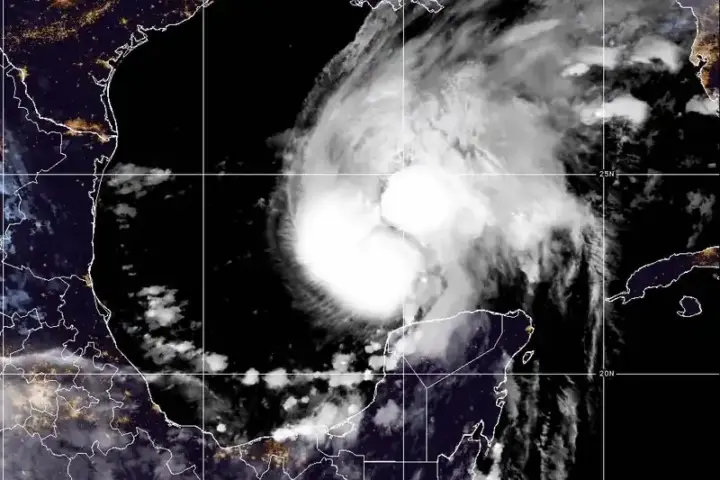Official satellite image of Tropical Storm Isaias over the Gulf of Mexico.