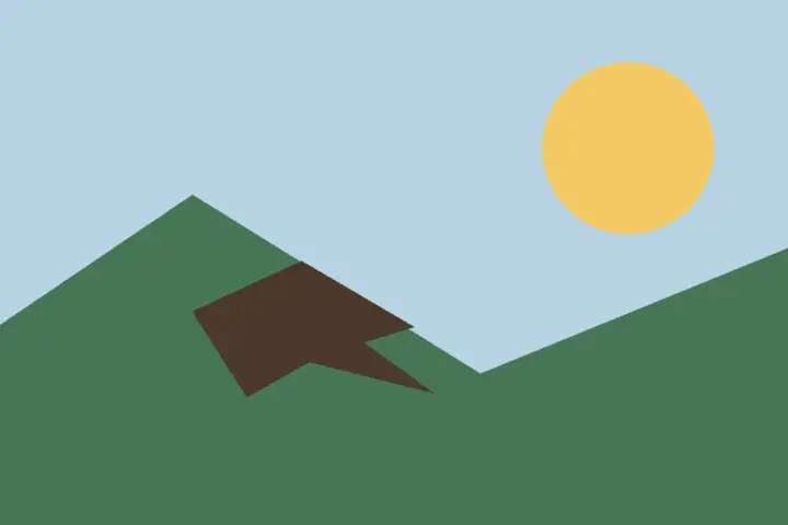 Illustration of a bald eagle above a mountain lake