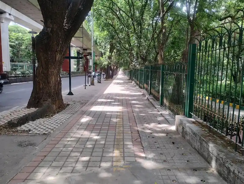 Tree-lined footpath in Jayanagar, Bengaluru