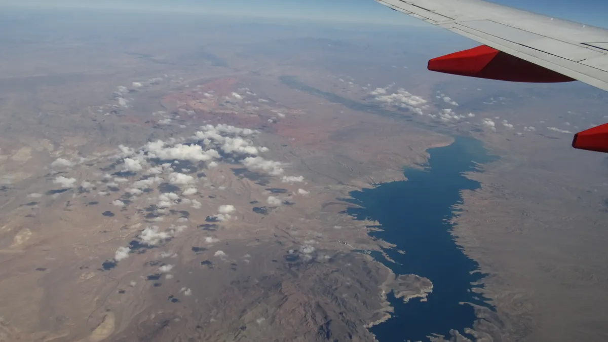 Lake Mead shoreline in Nevada, where drought has exposed long-submerged objects.