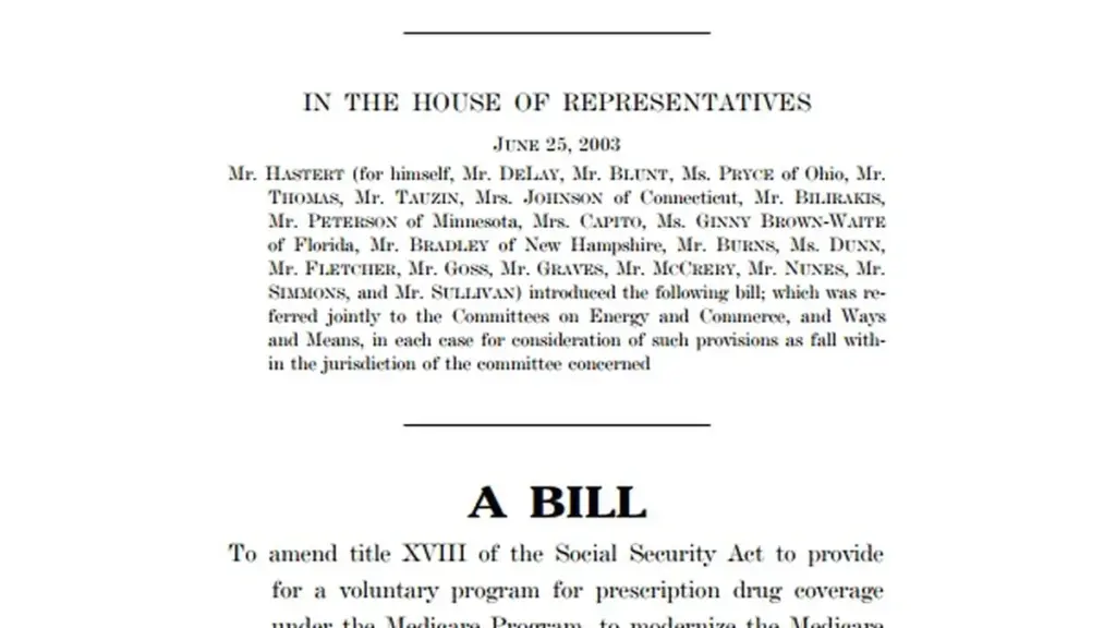 A page from federal Medicare prescription drug legislation.