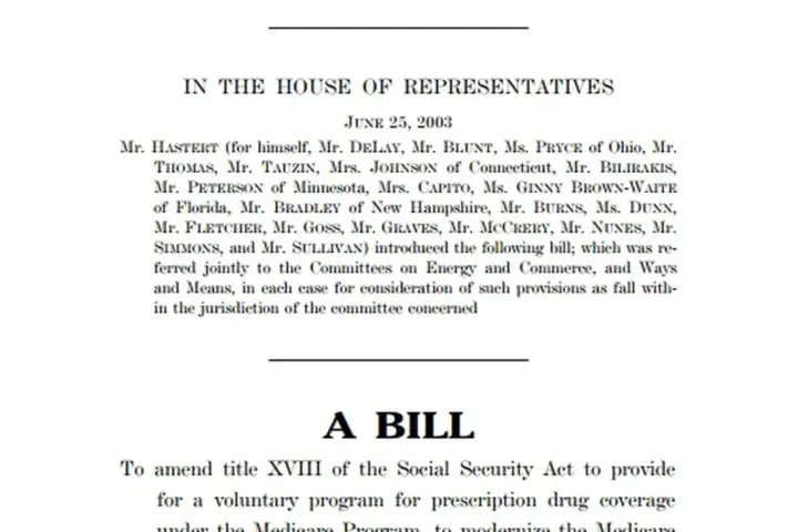 A page from federal Medicare prescription drug legislation.