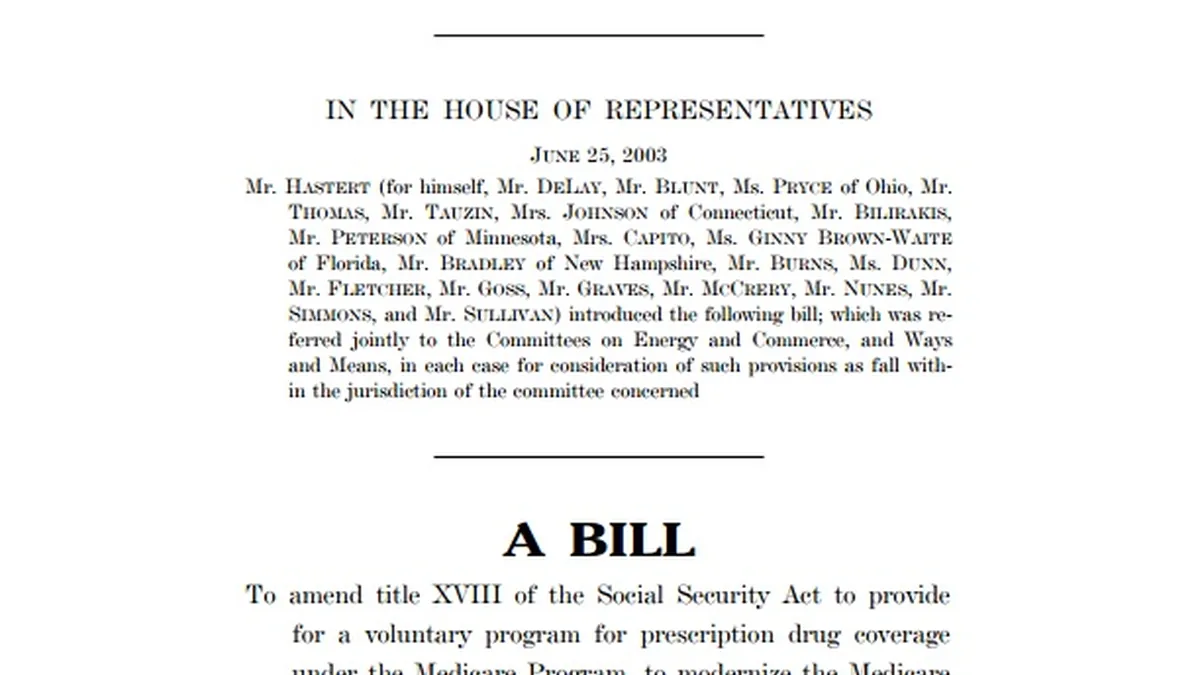 A page from federal Medicare prescription drug legislation.
