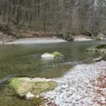 The Mangfall River near Valley in Bavaria, part of the wider landscape around Munich’s drinking-water source area.