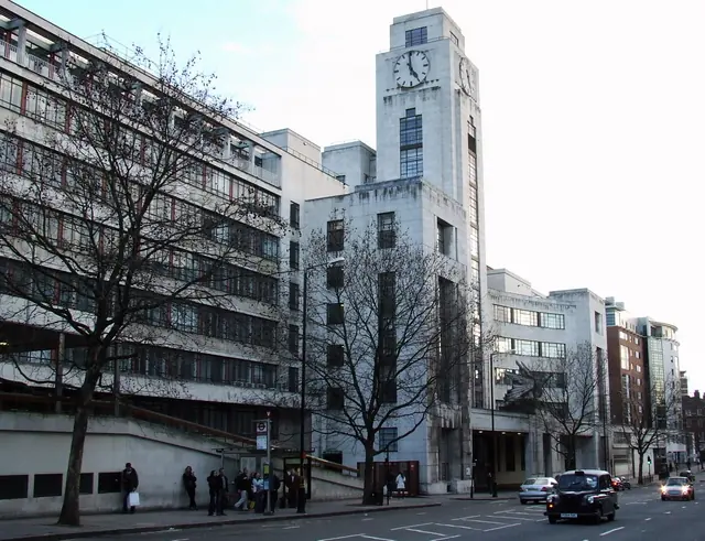 Exterior facade of the UK National Audit Office building on Buckingham Palace Road in London.