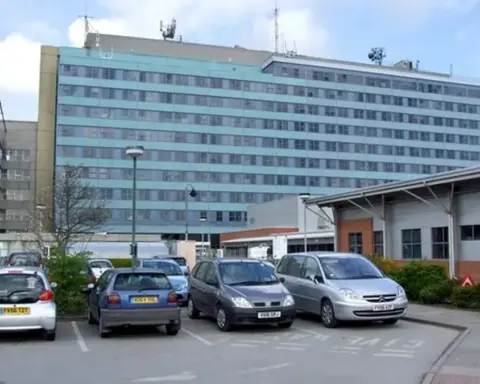 Exterior of an NHS hospital or GP practice building in the United Kingdom