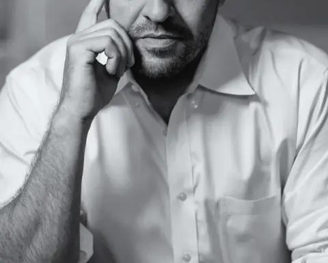 Karl Deisseroth in a black-and-white portrait at Stanford University.