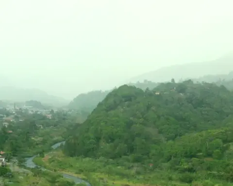 Wide view of the mountainous Chiriquí highland basin in western Panama near the Costa Rica border