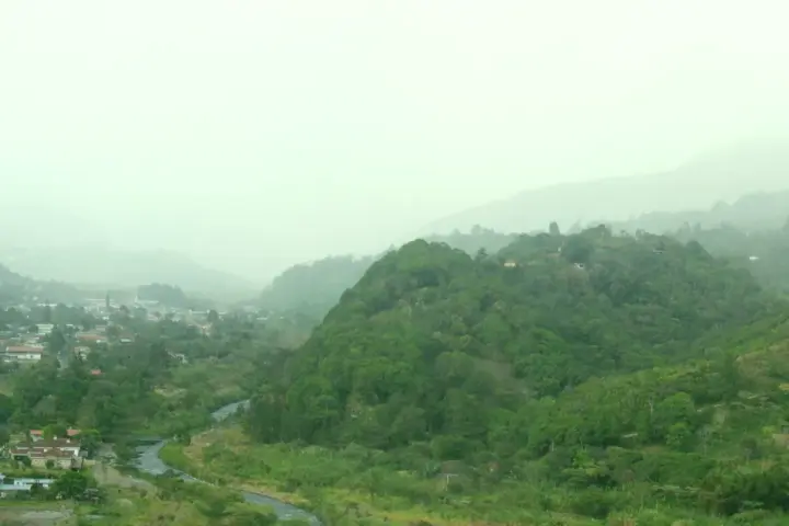 Wide view of the mountainous Chiriquí highland basin in western Panama near the Costa Rica border