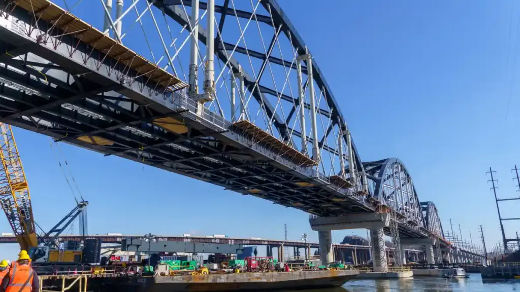 Portal North Bridge construction over the Hackensack River