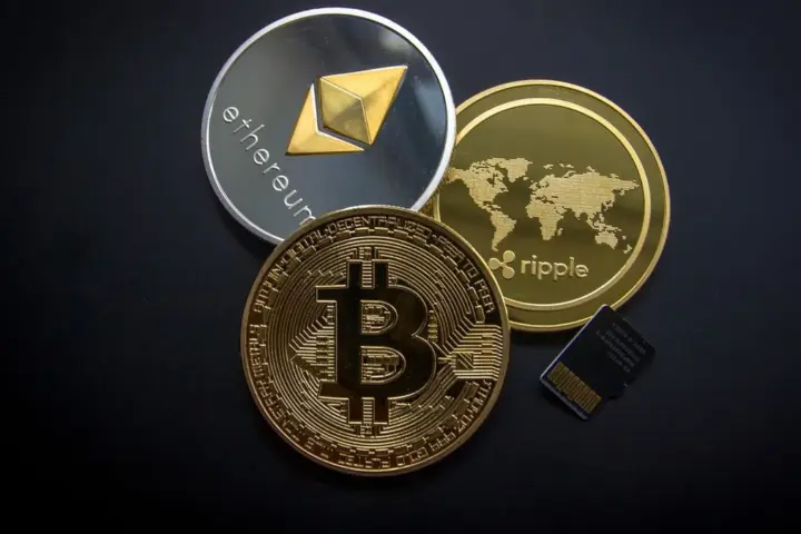 Modern Australian bank building with digital cryptocurrency display