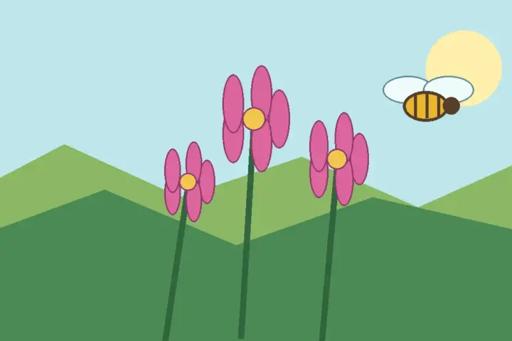 Illustration of Rocky Mountain beeplant flowers and a bee