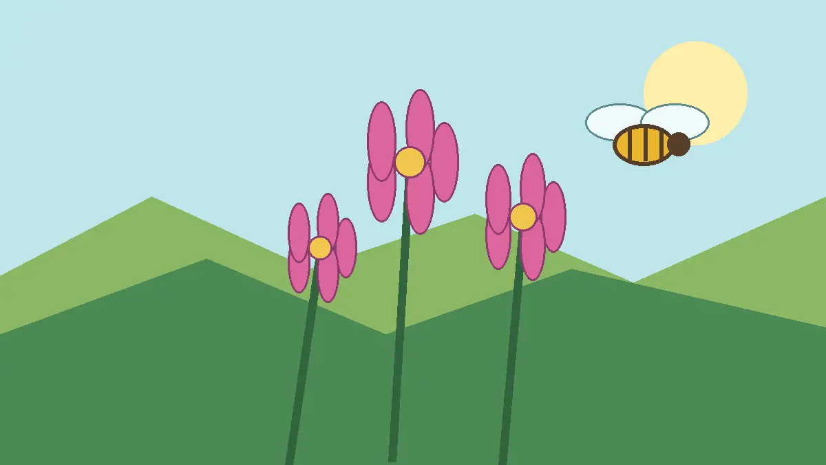 Illustration of Rocky Mountain beeplant flowers and a bee