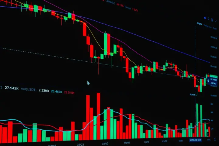 Stock market chart showing price fluctuations and volatility