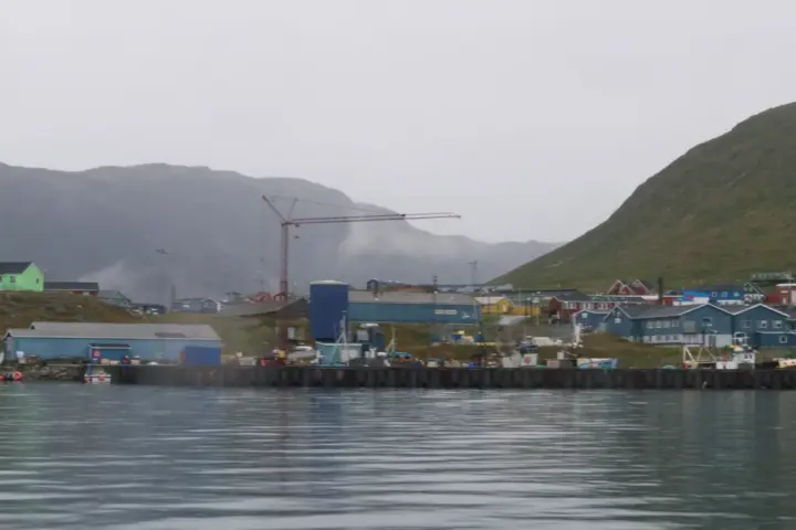 Coastal view of Narsaq, the southern Greenland town closest to the Tanbreez and Kvanefjeld rare-earth deposits