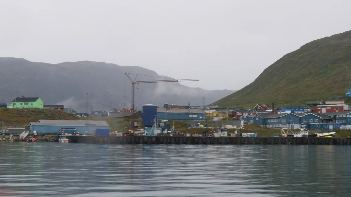 Coastal view of Narsaq, the southern Greenland town closest to the Tanbreez and Kvanefjeld rare-earth deposits