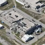 Aerial photograph of industrial buildings and wooded grounds at the Savannah River Site nuclear complex in South Carolina.