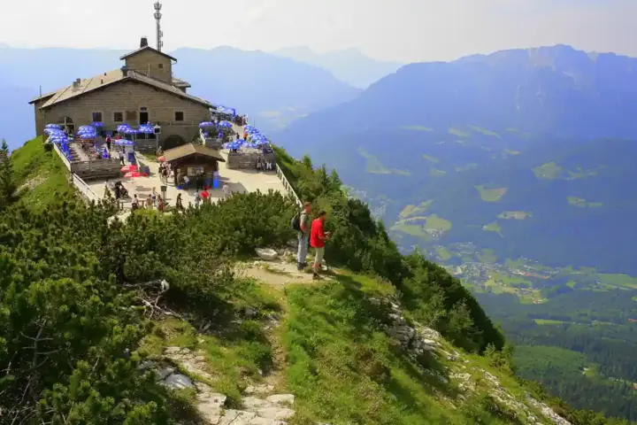 Historic Kehlsteinhaus stone building situated on a rugged alpine ridge in Berchtesgaden Bavaria