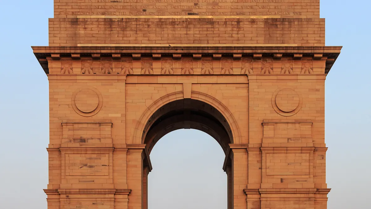 India Gate monument in New Delhi viewed from the front