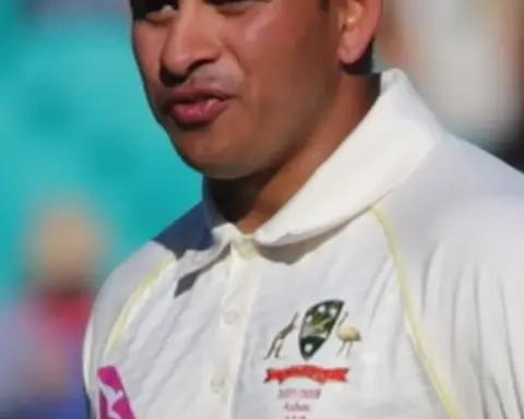 Australian cricketer Usman Khawaja on the field