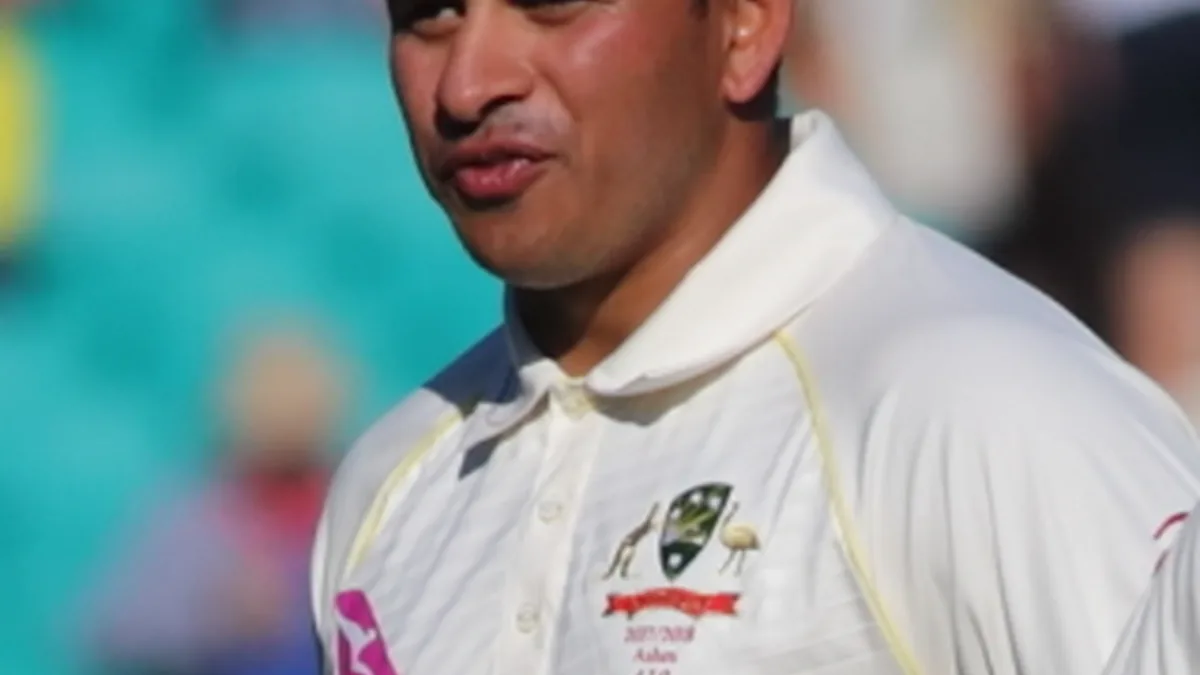 Australian cricketer Usman Khawaja on the field