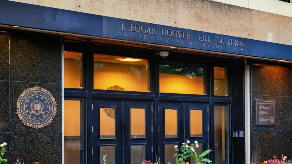 Exterior facade of the J Edgar Hoover FBI Building in Washington DC
