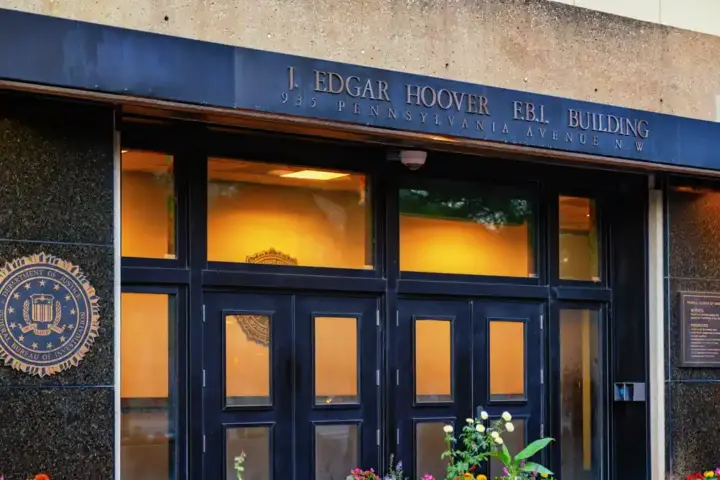 Exterior facade of the J Edgar Hoover FBI Building in Washington DC