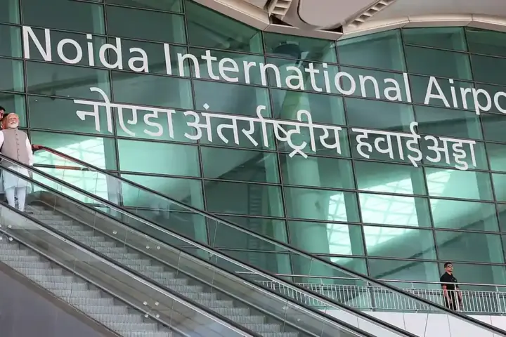 Prime Minister Narendra Modi at the Noida International Airport inauguration ceremony in Jewar.