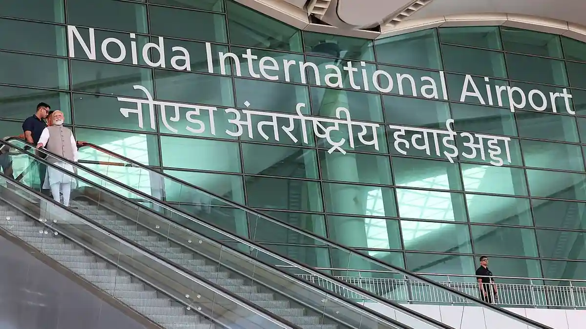 Prime Minister Narendra Modi at the Noida International Airport inauguration ceremony in Jewar.