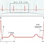 Close-up view of an electrocardiogram paper readout displaying cardiac rhythm waves and physiological voltage spikes.