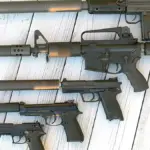 Cylindrical metallic firearm sound suppressors showing machined threads and modular baffle design.