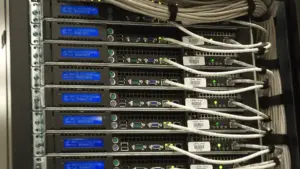 Server rack in a data center, illustrating hardware covered by e-waste reporting gaps