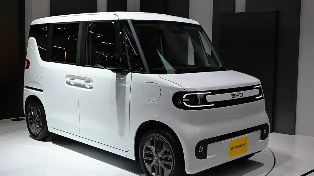 BYD Racco prototype compact electric kei car viewed from the exterior.