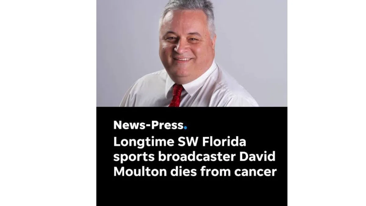 Studio portrait of sports radio host and broadcast booth spotter David Moulton in a collared shirt and tie.