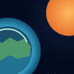 Illustration of a hypothetical blue-green exoplanet orbiting an orange K-dwarf star