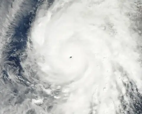 Satellite view of Hurricane Patricia approaching western Mexico in 2015