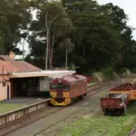 South Gippsland Railway infrastructure and platform area in Leongatha, Victoria, photographed outdoors